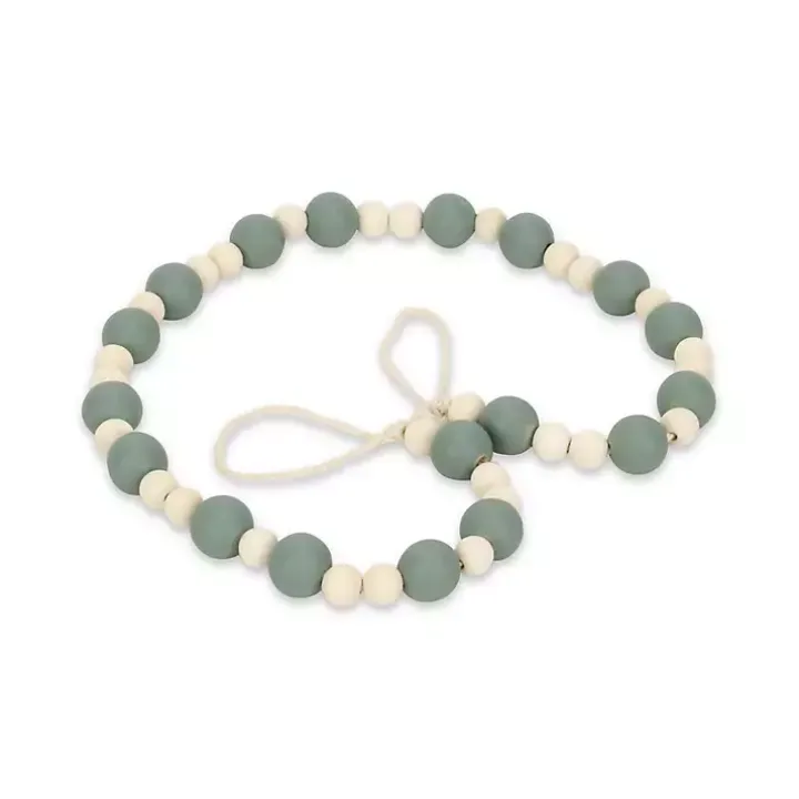 Kara Blue Beaded Wood Decorative Garland