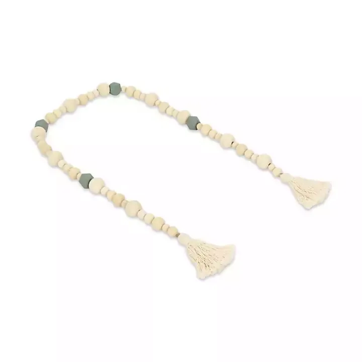 Kara Blue Beaded Wood Polygon Decorative Garland