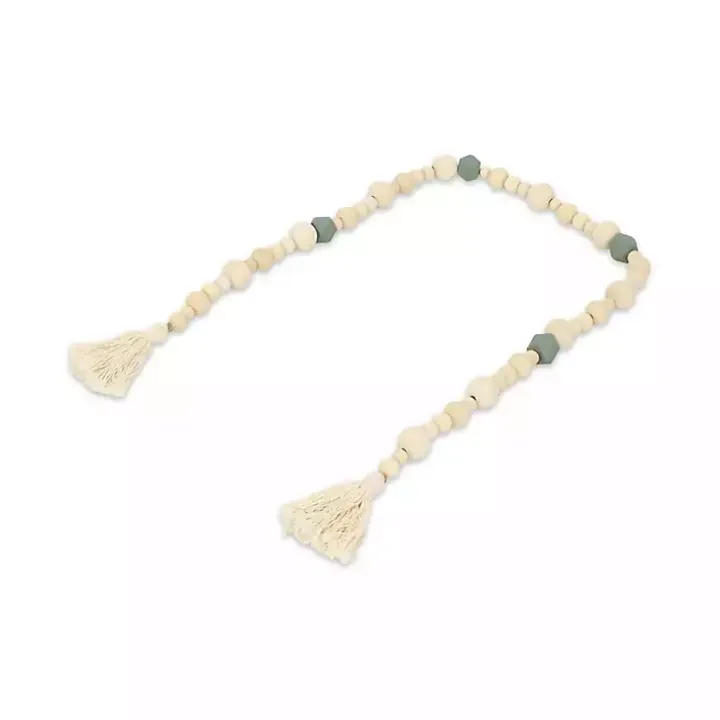 Kara Blue Beaded Wood Polygon Decorative Garland