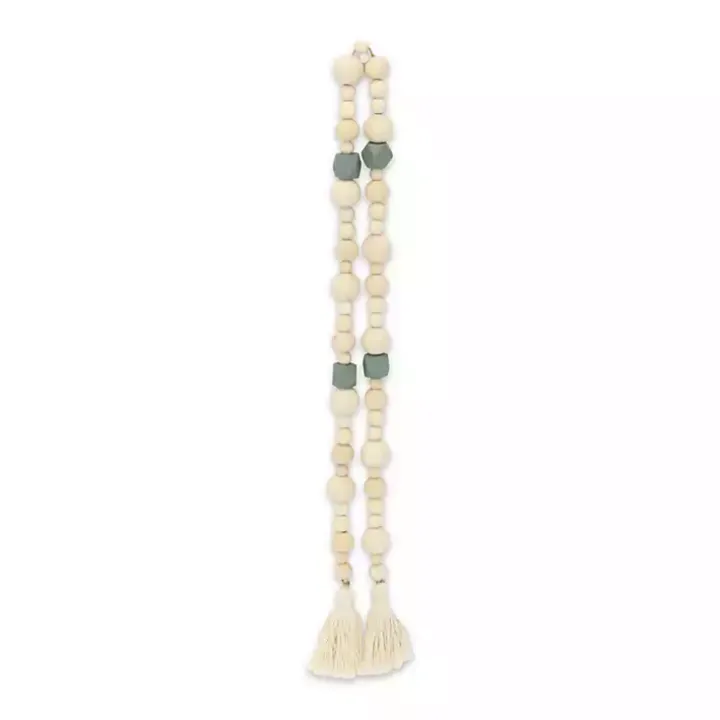 Kara Blue Beaded Wood Polygon Decorative Garland