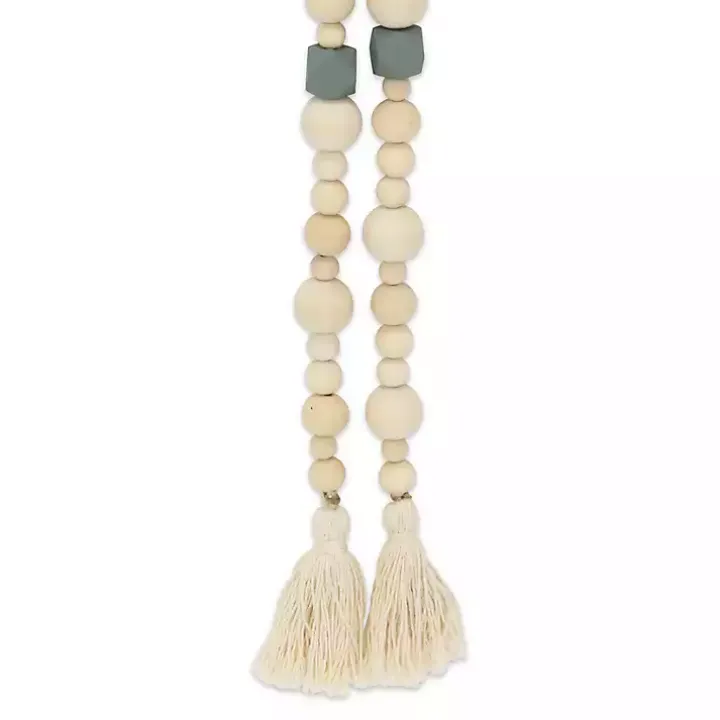 Kara Blue Beaded Wood Polygon Decorative Garland