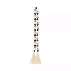 Kara Brown and Blue Beaded Wood Decorative Garland