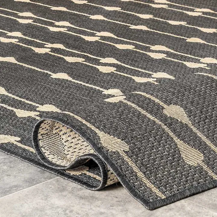 Kendall Gray Vertical Teardrop Outdoor Rug, 5x8