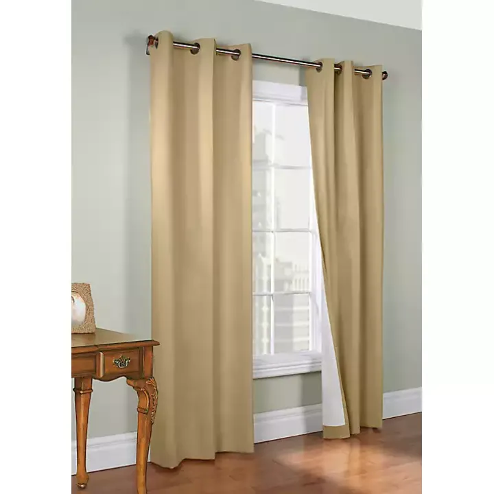 Khaki Room Darkening Curtain Panel Set, 95 in.