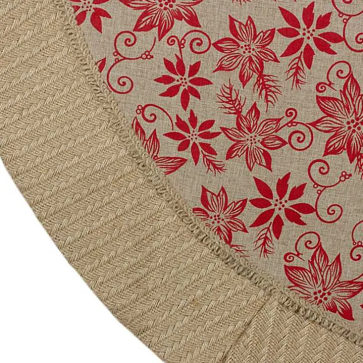Knit Burlap Poinsettia Tree Skirt