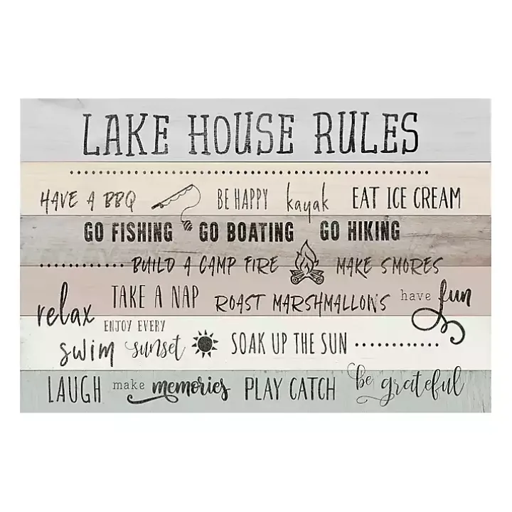Lake House Rules Giclee Canvas Art Print
