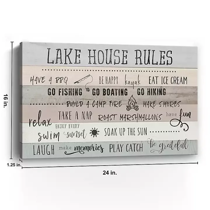 Lake House Rules Giclee Canvas Art Print