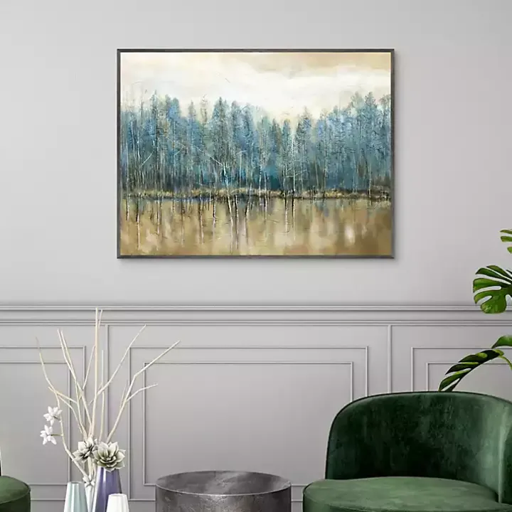 Lakeside Blues Framed Canvas Art Print