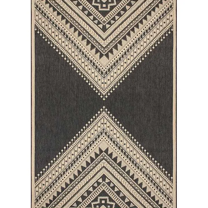 Landy Dark Gray Aztec Outdoor Rug, 8x10