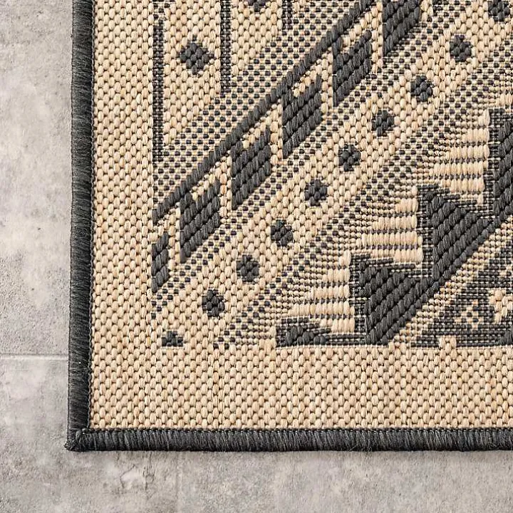 Landy Dark Gray Aztec Outdoor Rug, 8x10