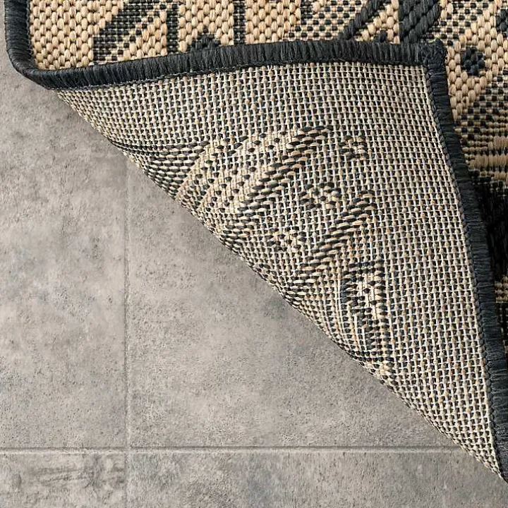 Landy Dark Gray Aztec Outdoor Rug, 8x10