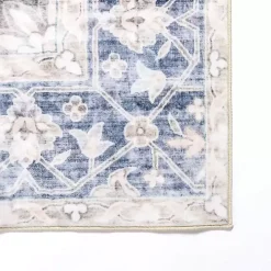 Lara Blue Medallion Washable Area Rug, 5x8