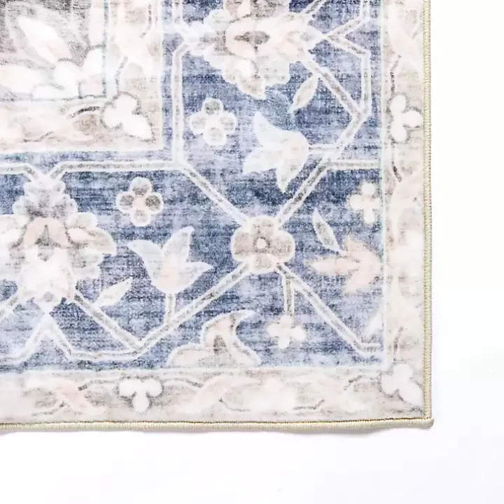 Lara Blue Medallion Washable Area Rug, 5x8