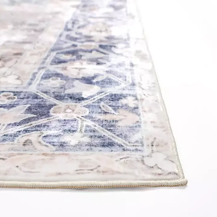 Lara Blue Medallion Washable Area Rug, 5x8