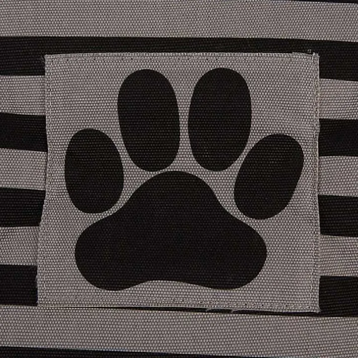 Large Black Paw Patch Stripe Round Pet Basket