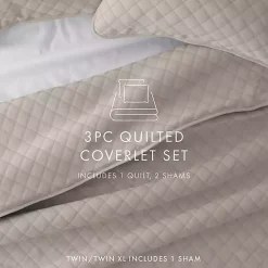 Latte Stitched Diamond 2-pc. Twin Quilt Set
