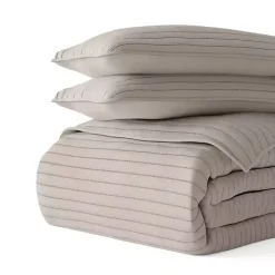 Latte Stitched Stripes 2-pc. Twin Quilt Set
