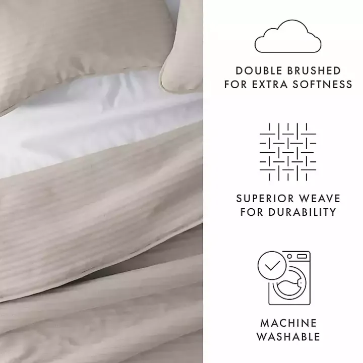 Latte Stitched Stripes 3-pc. King Quilt Set
