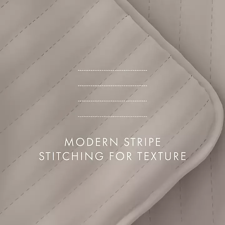 Latte Stitched Stripes 3-pc. King Quilt Set