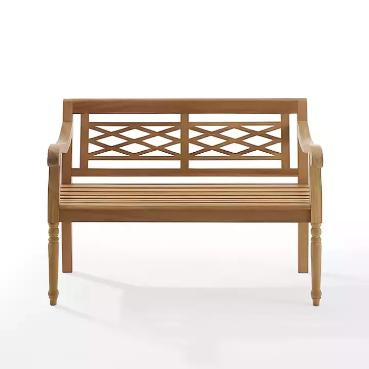 Lattice Teakwood Slatted Outdoor Bench