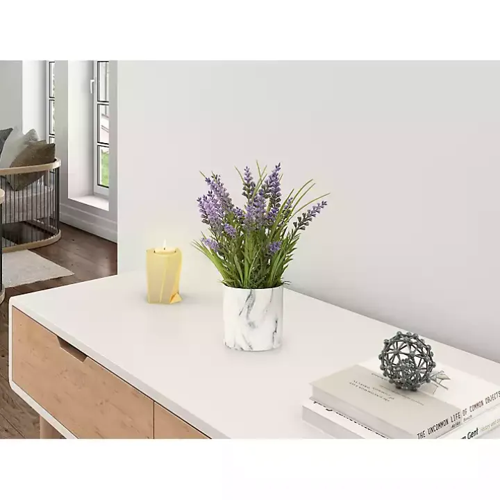 Lavender Arrangement in Marbled Ceramic Planter