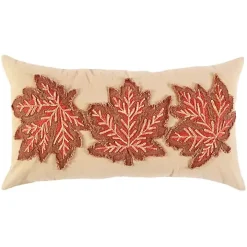 Leaf Patterned Harvest Lumbar Pillow