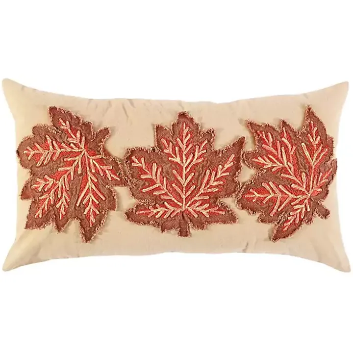 Leaf Patterned Harvest Lumbar Pillow
