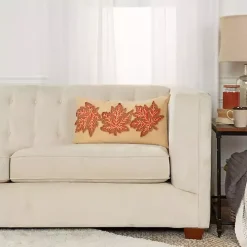 Leaf Patterned Harvest Lumbar Pillow