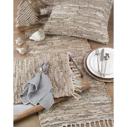Leather and Cotton Chindi Placemats, Set of 4