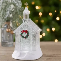 LED Clear Glitter Church Snow Globe