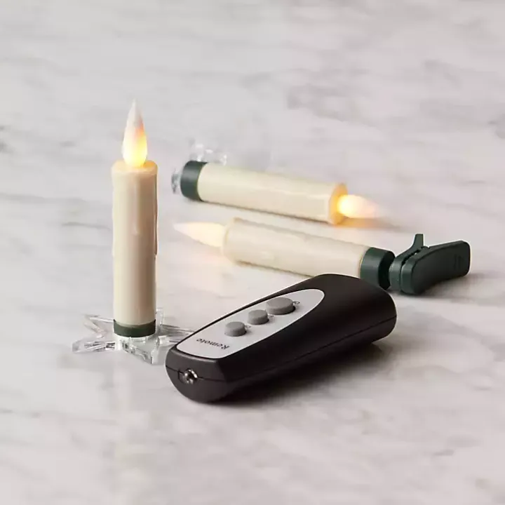 LED Clip-On Ivory Taper Candles, Set of 10