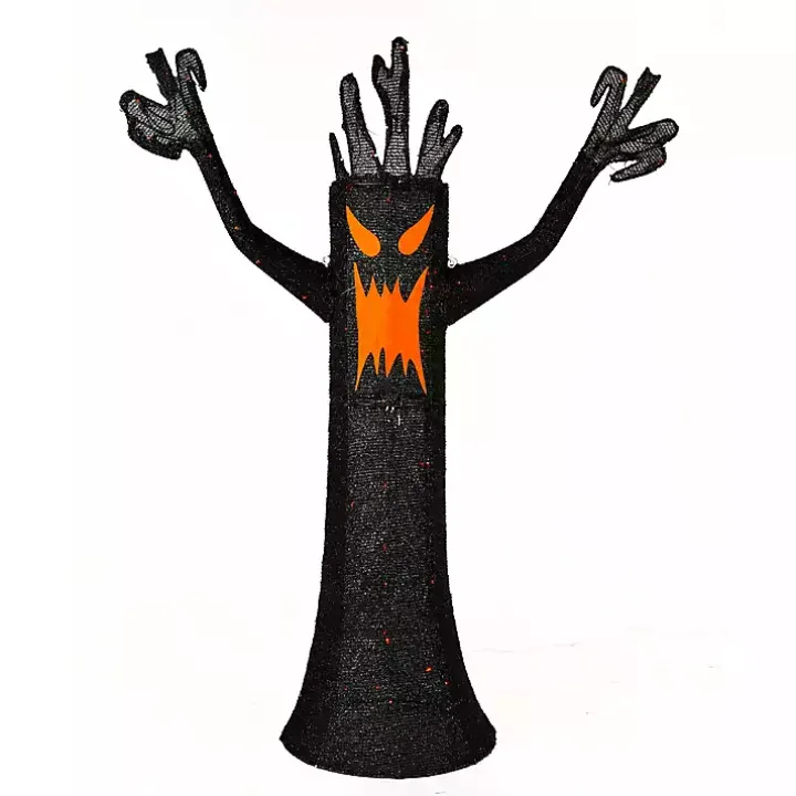LED Orange & Black Haunted Halloween Tree, 4 ft.