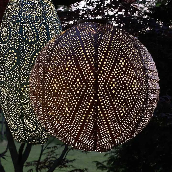 LED Round Copper Outdoor Hanging Lantern