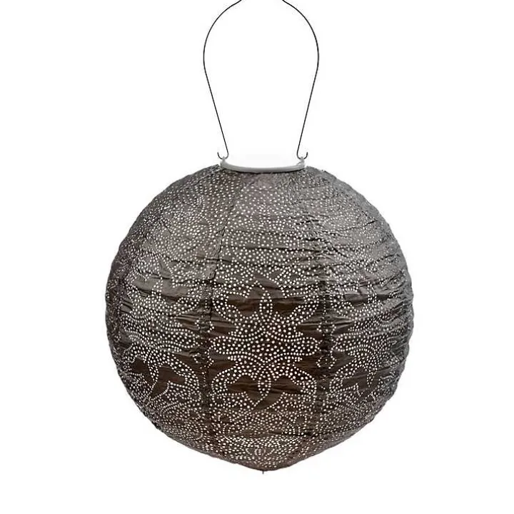 LED Round Taupe Outdoor Hanging Lantern