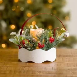 LED Santa Hat and Greenery Centerpiece