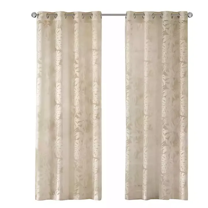 Leilani Tan Palm Leaf Curtain Panel, 84 in.