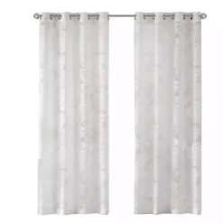 Leilani White Palm Leaf Curtain Panel, 84 in.