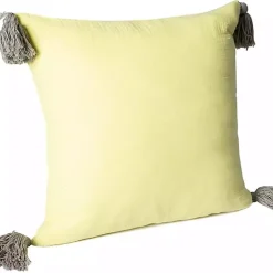 Lemon Gauze Organic Tassel Throw Pillow