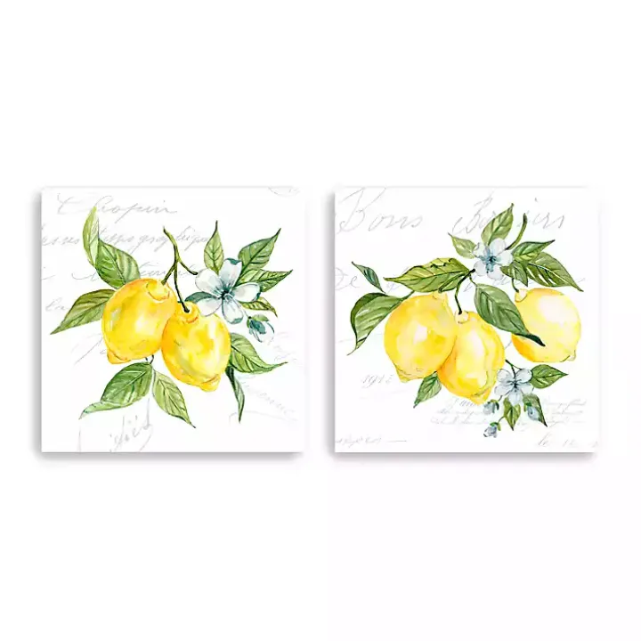 Lemon Squeeze Canvas Art Prints, Set of 2