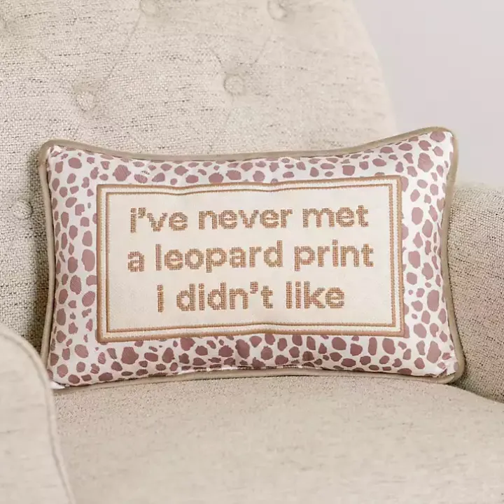 Leopard Print Quote Lumbar Pillow