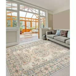 Light Beige Bohemian Area Rug, 7x9