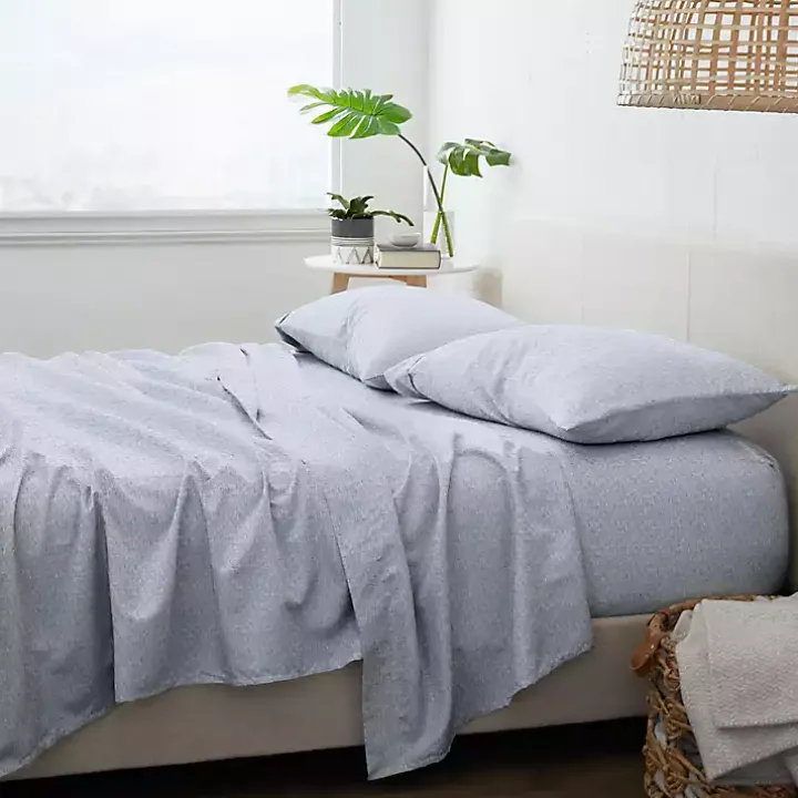 Light Blue Chambray 4-pc. Full Bed Sheet Set