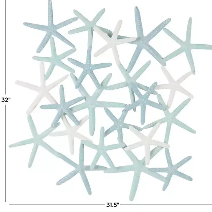Light Blue Metal Overlapping Starfish Wall Plaque