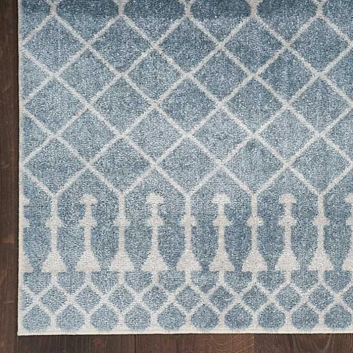 Light Blue Moroccan Washable Runner, 2x12