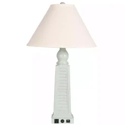 Light Blue Shutter USB Table Lamps, Set of 2