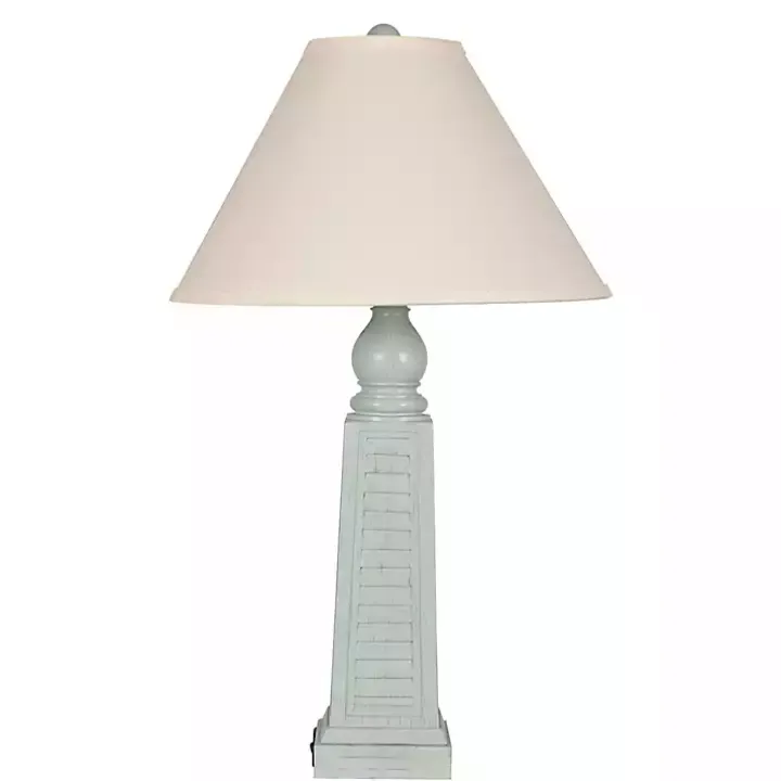 Light Blue Shutter USB Table Lamps, Set of 2