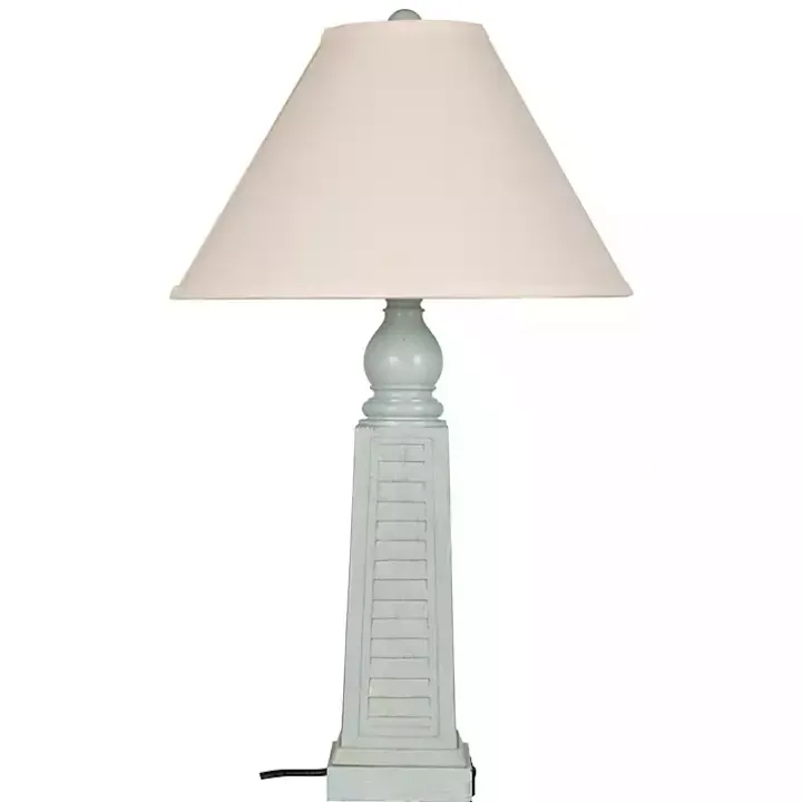 Light Blue Shutter USB Table Lamps, Set of 2