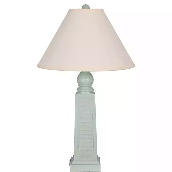 Light Blue Shutter USB Table Lamps, Set of 2