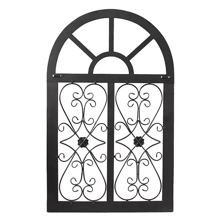Light Blue Wood Arched Window Wall Plaque
