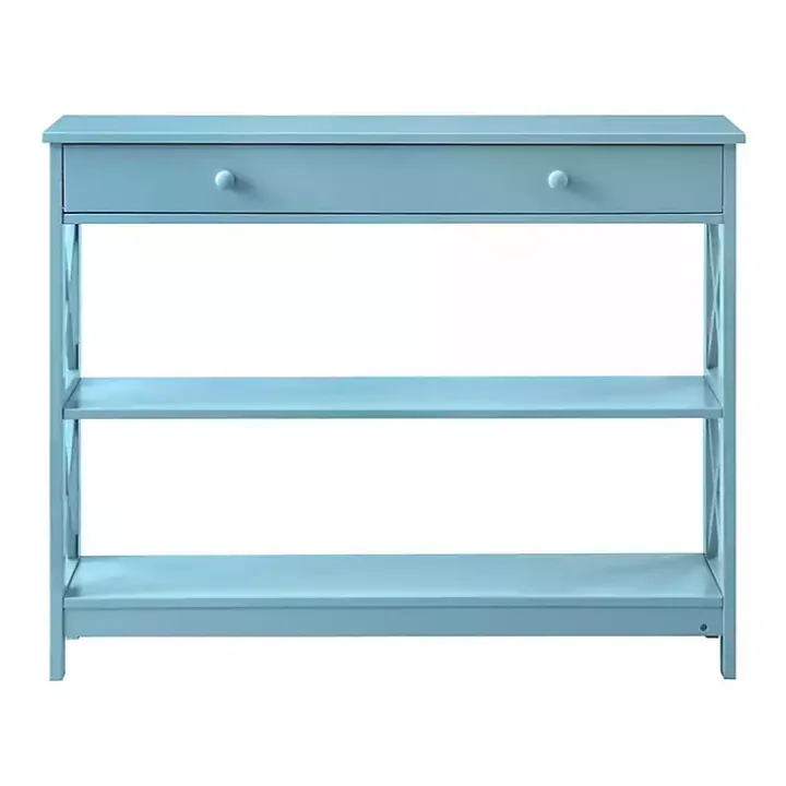 Light Blue X-Frame 2-Shelf Console Table